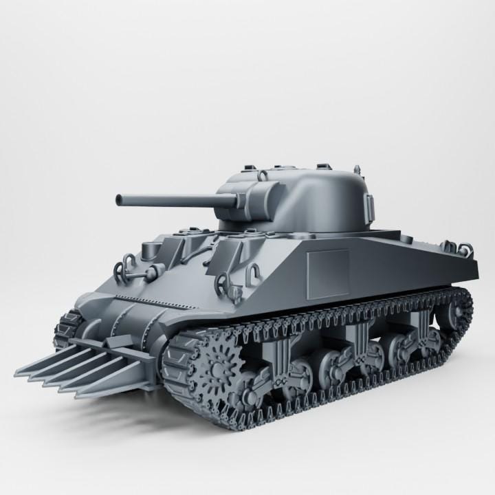 Sherman ‘Rhinoceros’ – WWII Bulldozer Variant | High-Detail 3D Printed Resin Tank | Multiple Scales for Wargaming & D-Day Dioramas