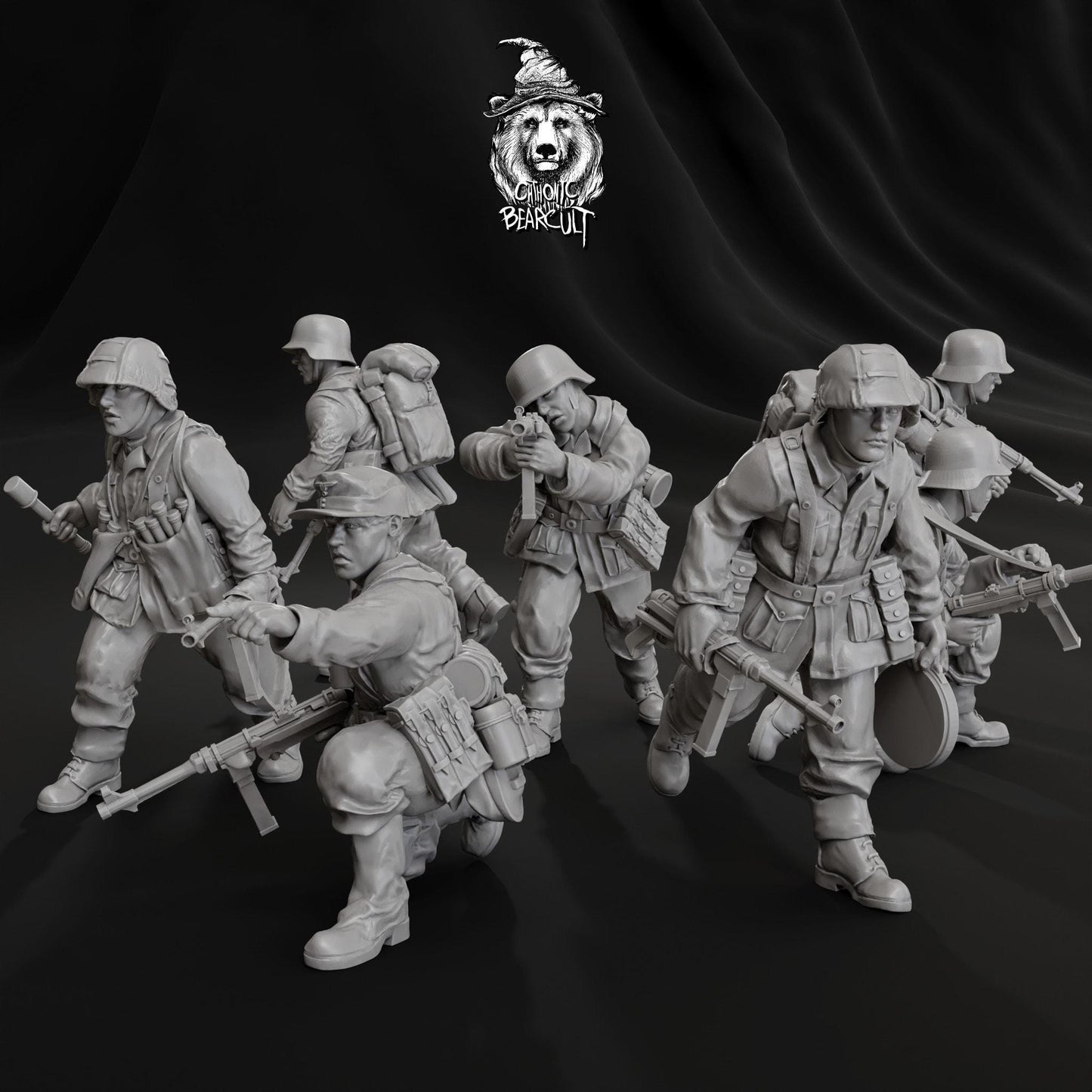 Infantry Riflemen/SMG | 28mm WW2 German Infantry (11) | 3D Printed Miniatures in 1:56 Scale