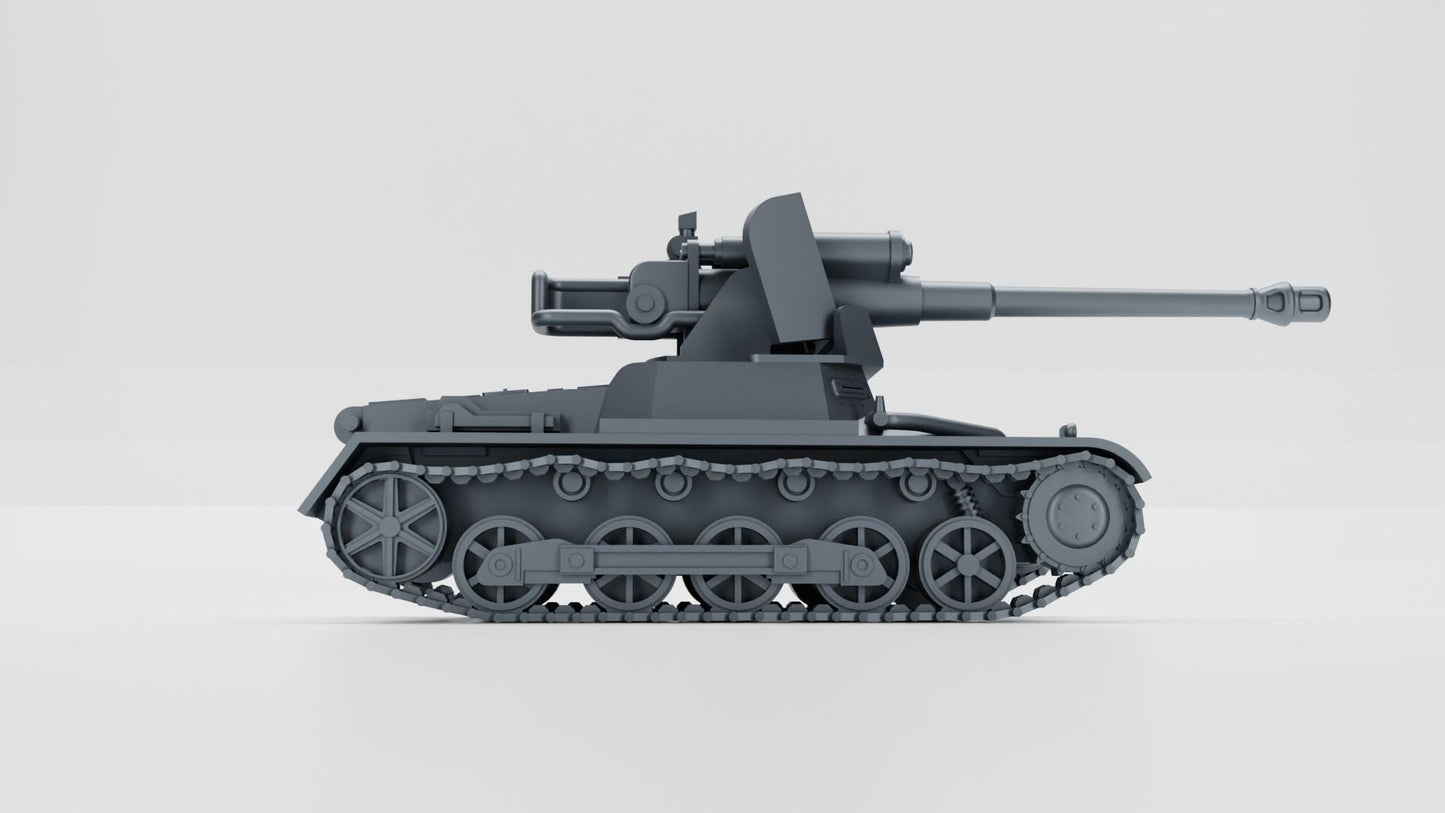 BA Battlegroup Panzerjager 1B Mitt 75mm Stuk (WW2 Germany) 3D Printed Various Scales