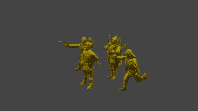 Imperial Japan HQ Officers(4) | 3D Printed Miniatures in 1:56 Scale Various Scales