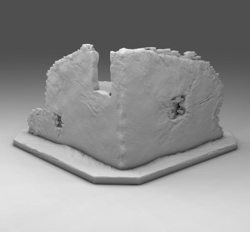 Wargaming Terrain Small Destroyed Corner Building | 3D Printed Miniatures in 1:56 Scale Various Scales
