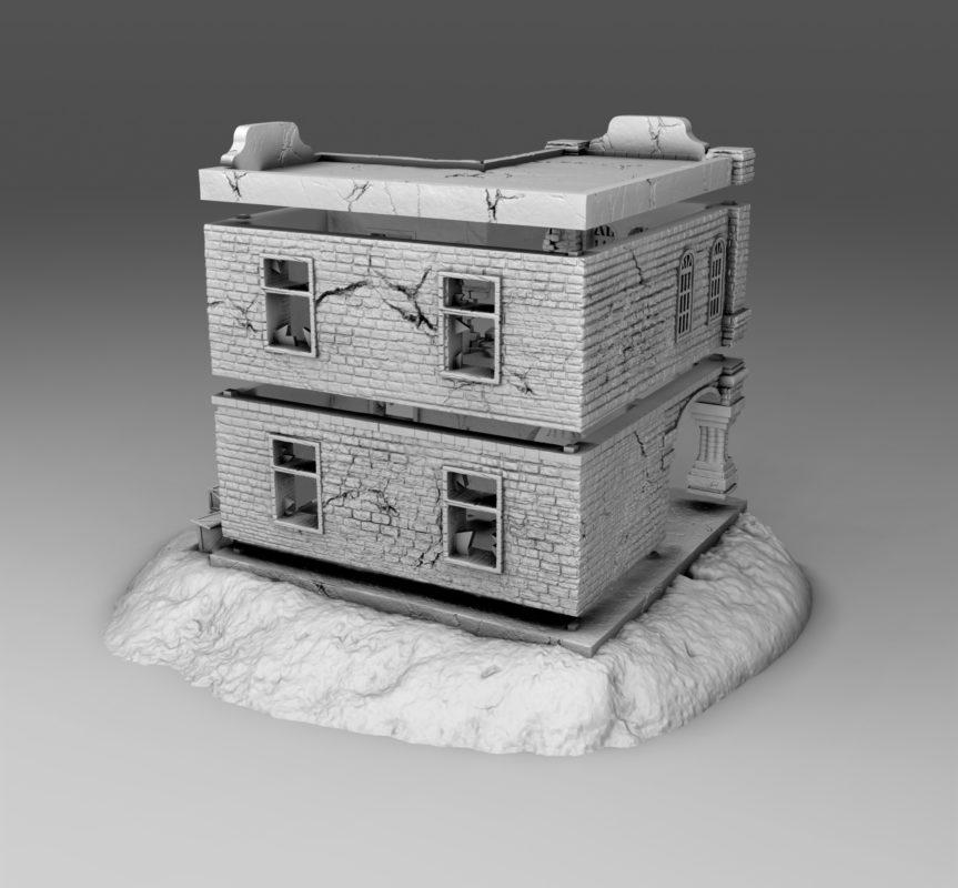 Wargaming Terrain Damaged Arab Building 03 | 3D Printed Miniatures in 1:56 Scale Various Scales