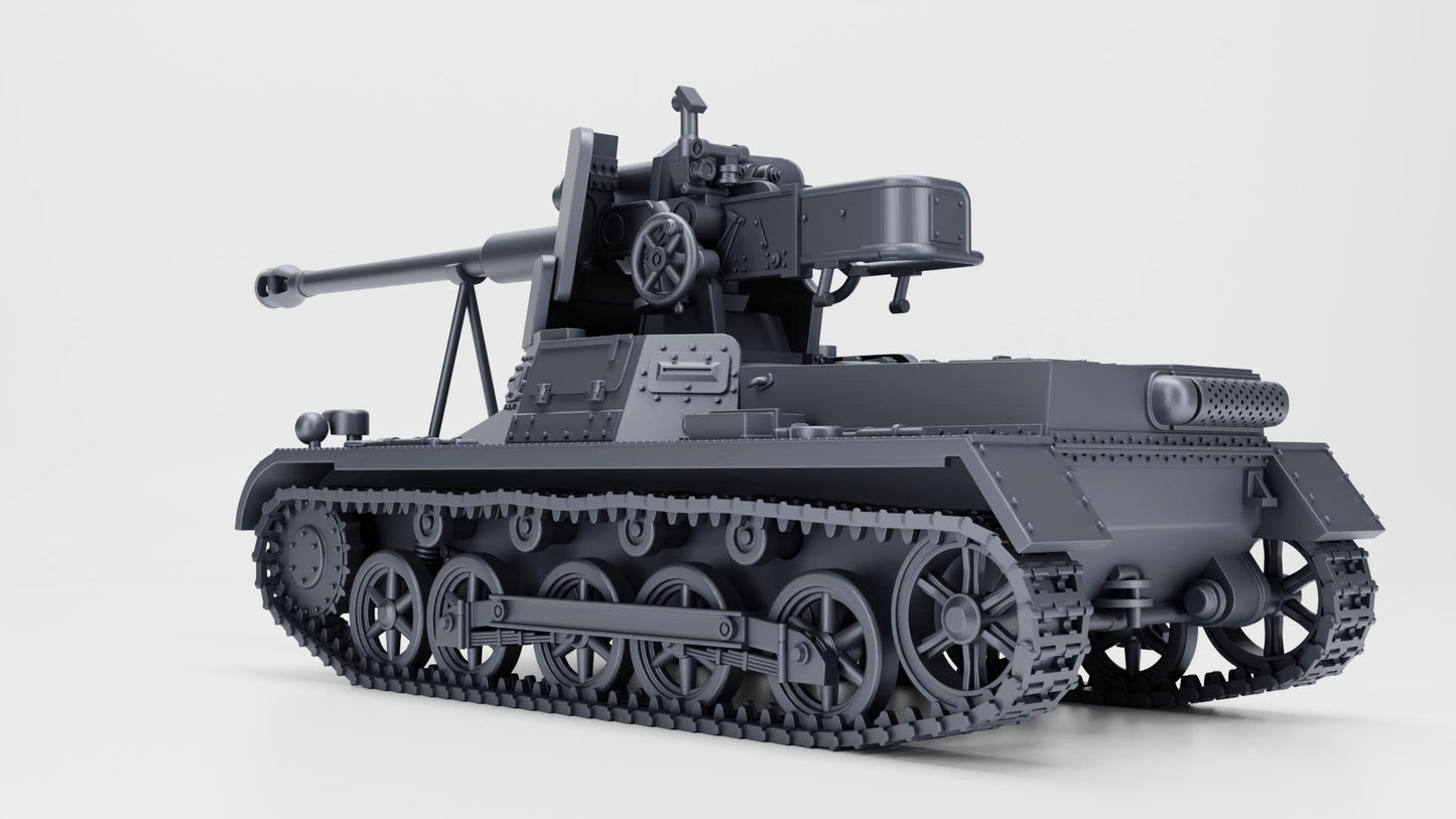 3D Printed Panzerjager IB Tank, WW2 German 21st Panzer Division Miniature