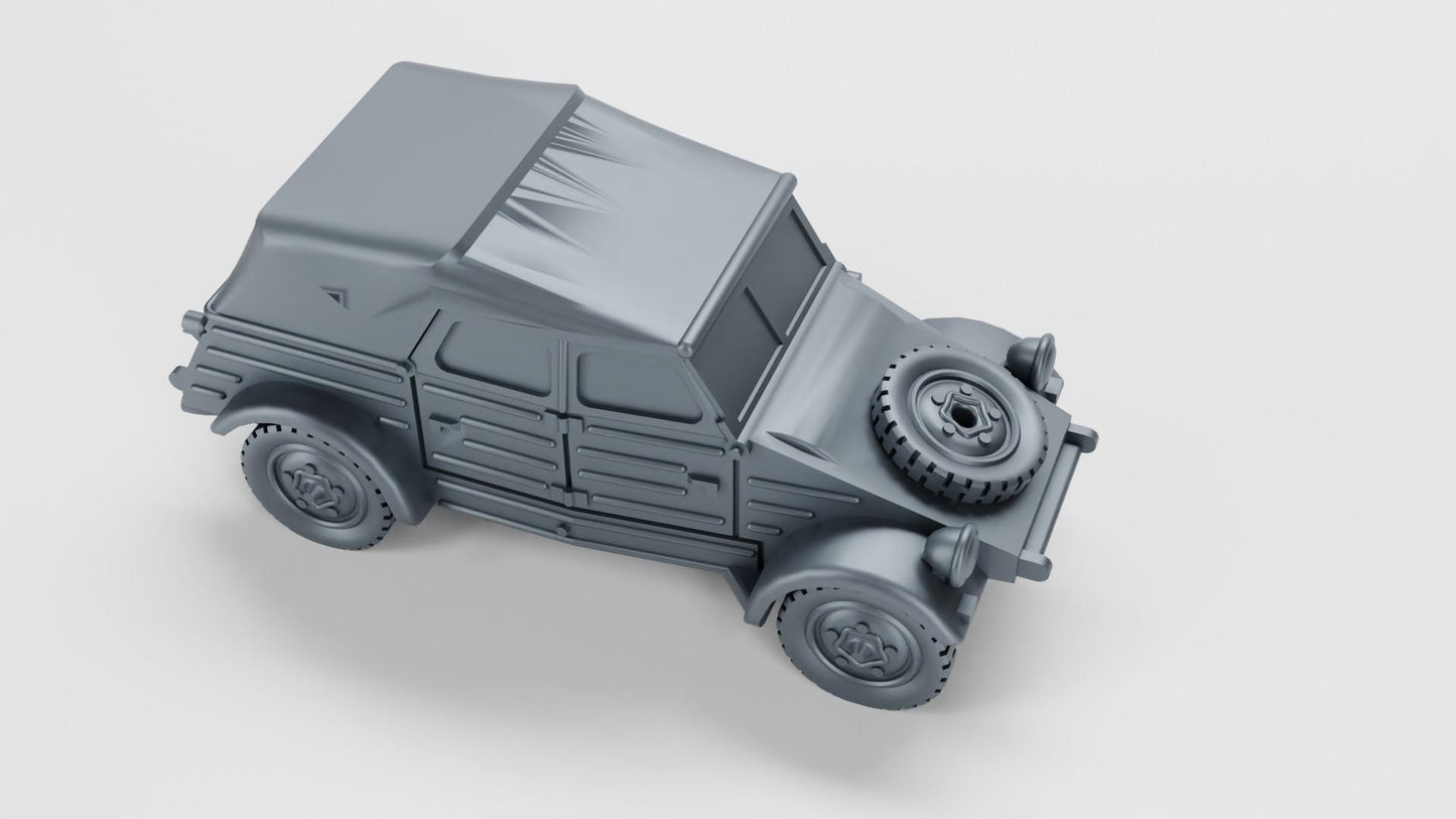 BA Battlegroup Kubelwagen Type 82 Covered Staff Car (WW2 Germany) 3D Printed Various Scales