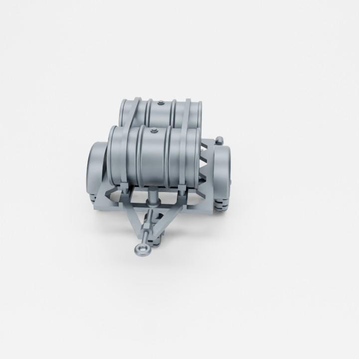 Bolt Action Battlegroup Fuel Trailer with 2 barrels Prop Terrain (Germany WW2)