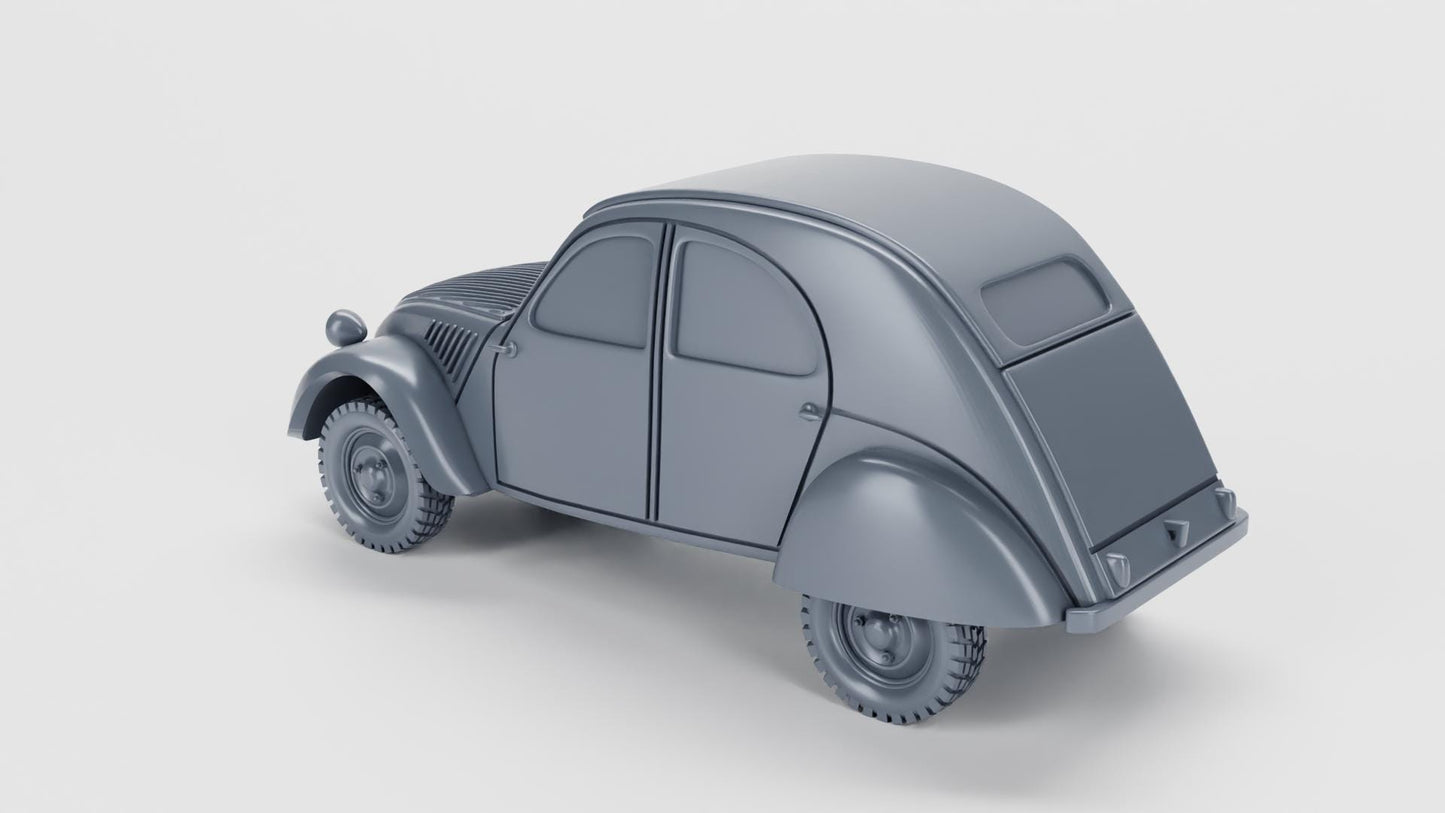 Citroen 2CV (France) – 3D Printed Resin Miniature | Highly Detailed WWII Vehicle | Multiple Scales (1/72, 1/56, 1/48, 1/35)