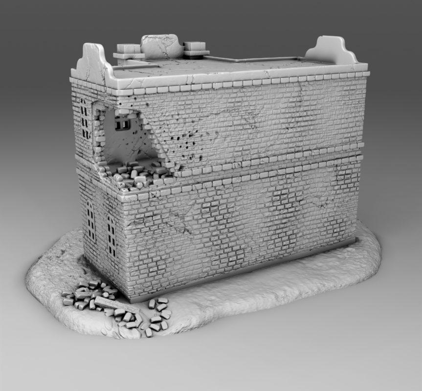 Wargaming Terrain Damaged Arab Building 02 | 3D Printed Miniatures in 1:56 Scale Various Scales