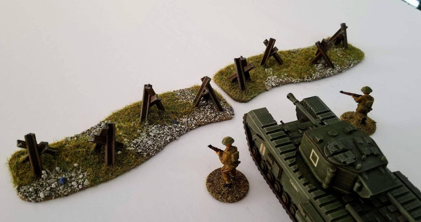 Wargaming Terrain Czech Hedgehog Set of 10 | 3D Printed Miniatures in 1:56 Scale Various Scales