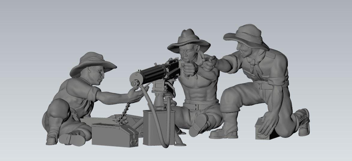 3D Printed Australian Vickers MMG and Crew - 1:56 Scale Miniatures