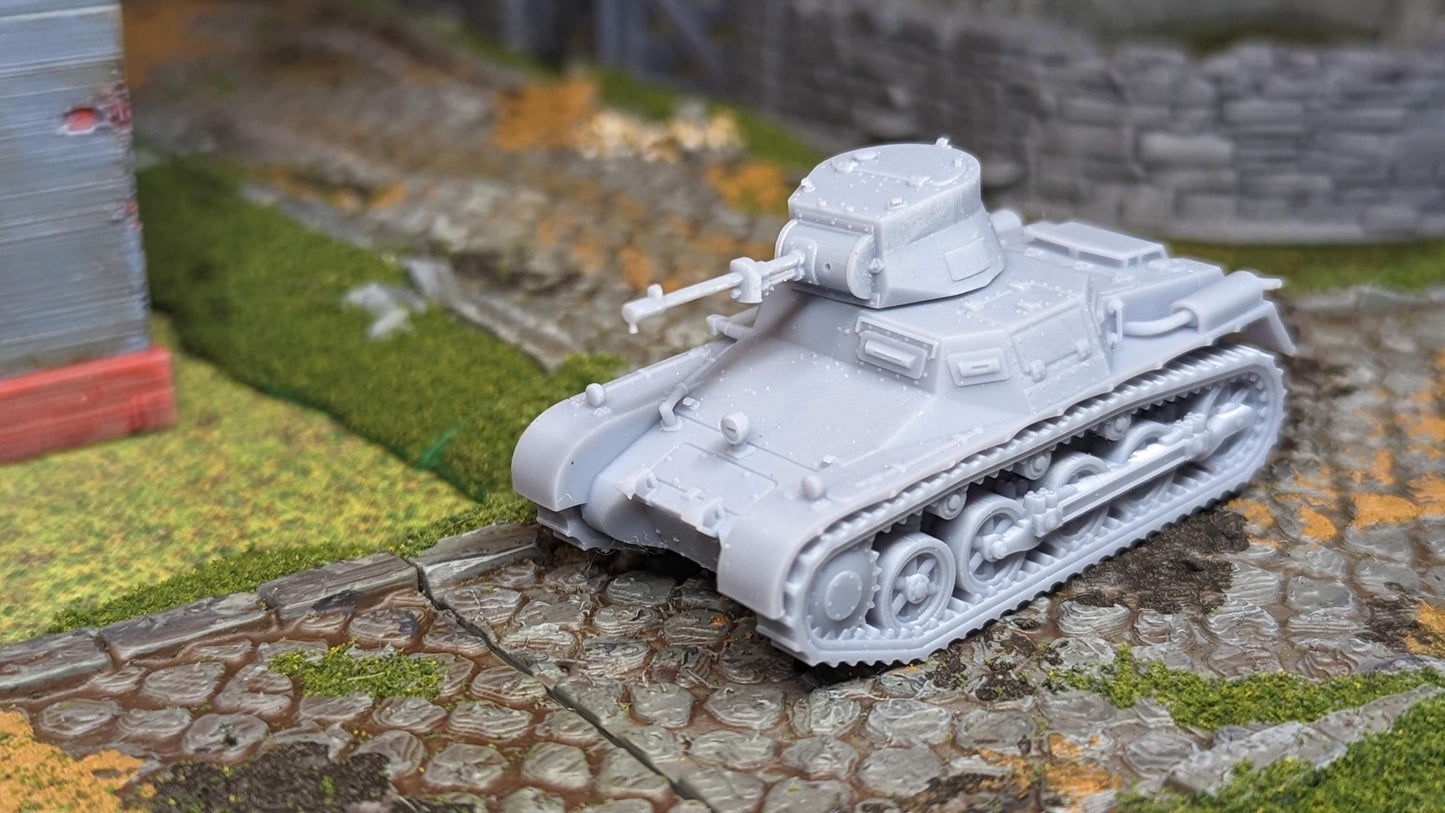 Panzer I Ausf.A Tank: Resin 3D Printed Miniature, 2 Turrets + 3 Tankmen