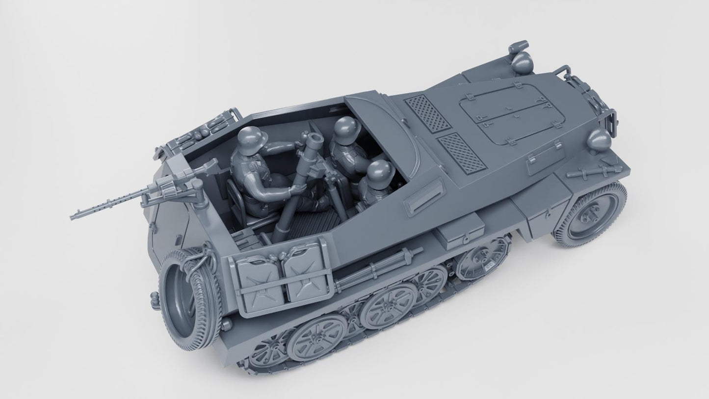3D Printed WWII German Mortar Carrier Model: 28mm Wargaming Miniature