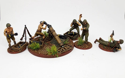 Imperial  Japan 150 mm Heavy Mortar and crew(5)  | 3D Printed Miniatures in 1:56 Scale Various Scales