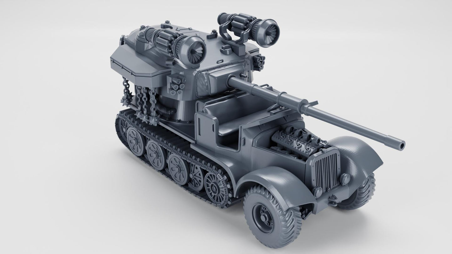 WWII German 7.62cm Pak 36 auf Sd Kfz.6-3 - 1/64 Scale Resin Miniature