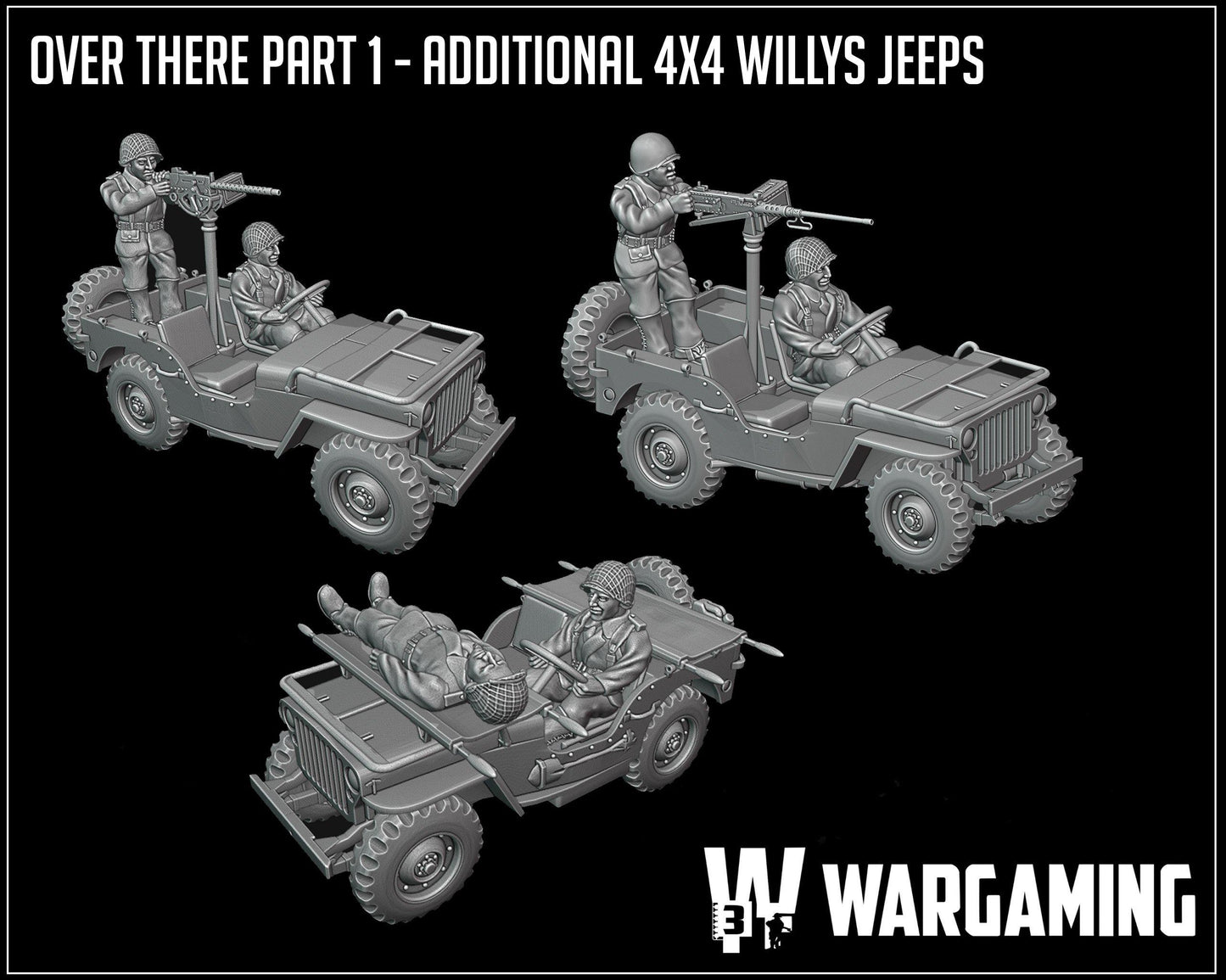WW2 Jeep Willys 4x4 | 28mm 3D Printed Miniature