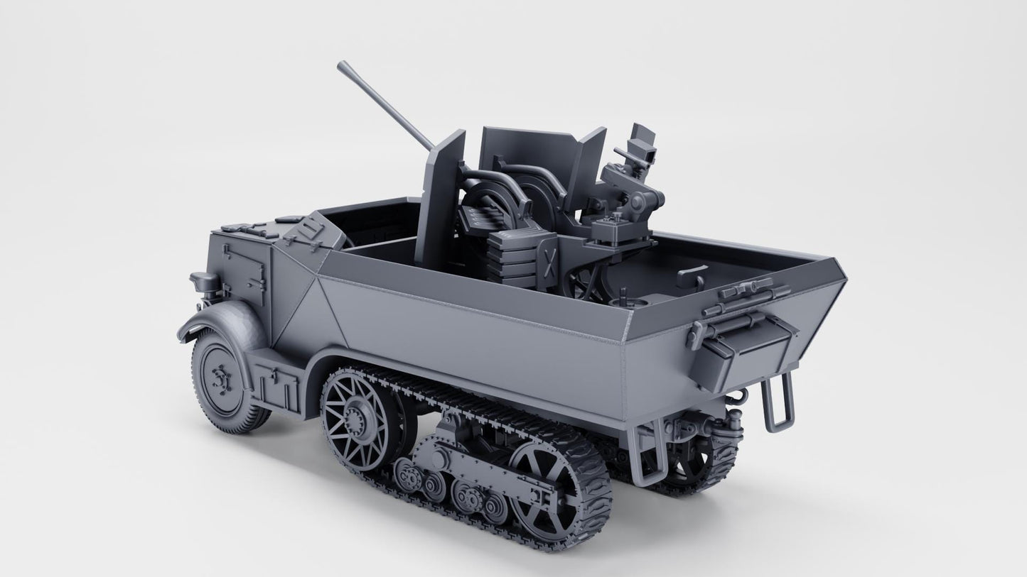 3D Printed Unic U304(f) w/ Flak, 21st Panzer Division (1:56 Scale)