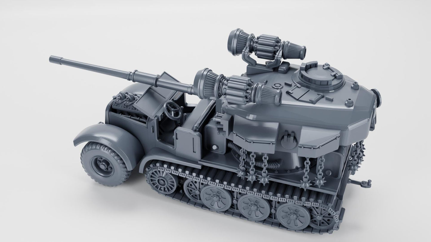 WWII German 7.62cm Pak 36 auf Sd Kfz.6-3 - 1/64 Scale Resin Miniature