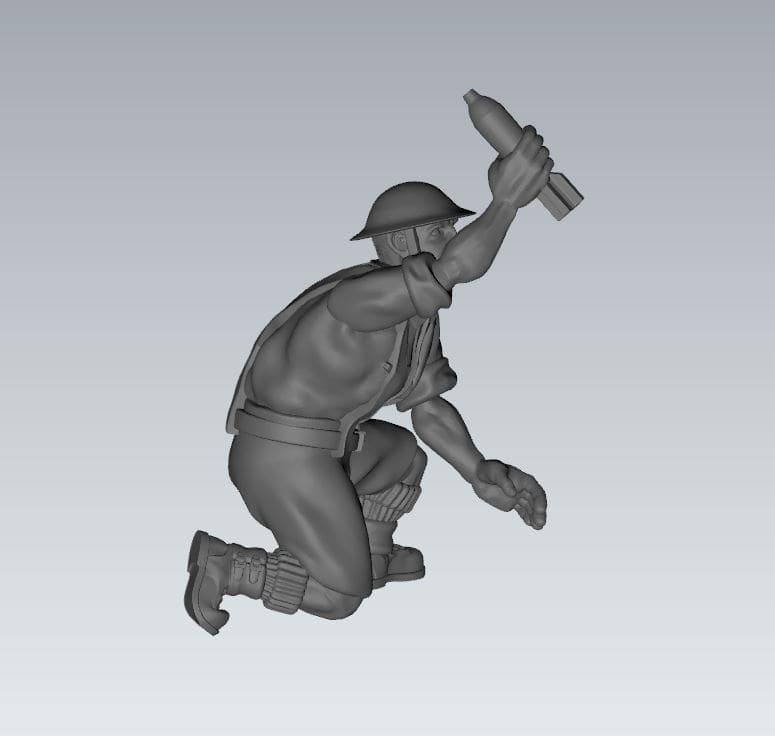 3D Printed British 8th Army Mortar Crew - 1:56 Scale Resin Miniatures