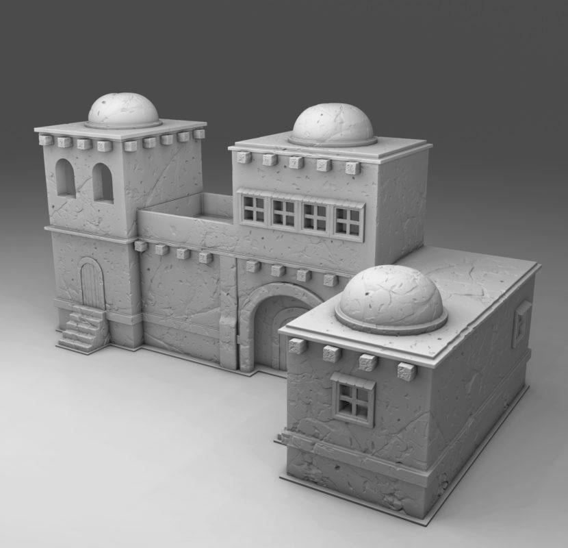 Wargaming Terrain Arab Building Complex | 3D Printed Miniatures in 1:56 Scale Various Scales