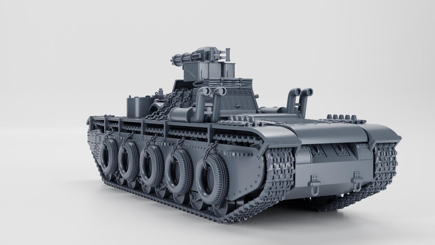 WW2 Tank T35 + Kubelwagen Car Set: 1/64 Scale Resin Model