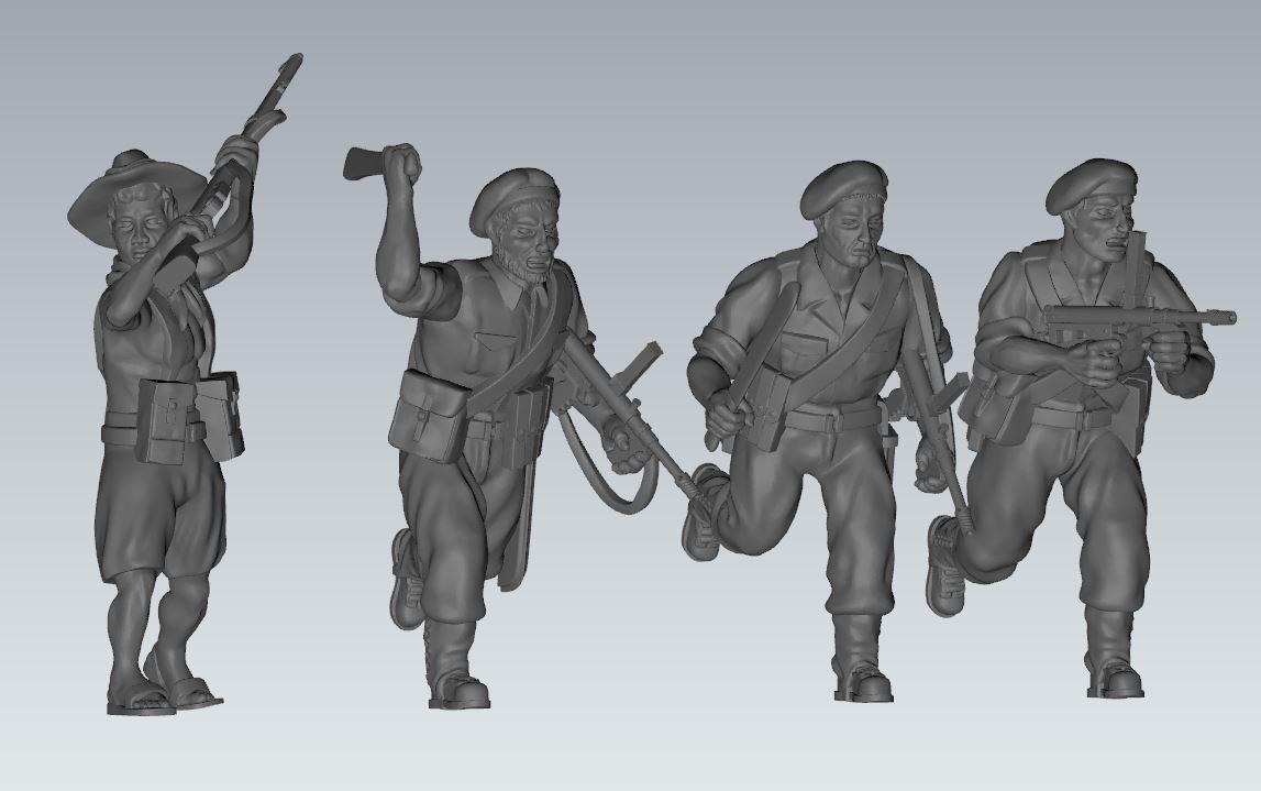 Imperial Australian Independent Company Squad (9)  | 3D Printed Miniatures in 1:56 Scale Various Scales