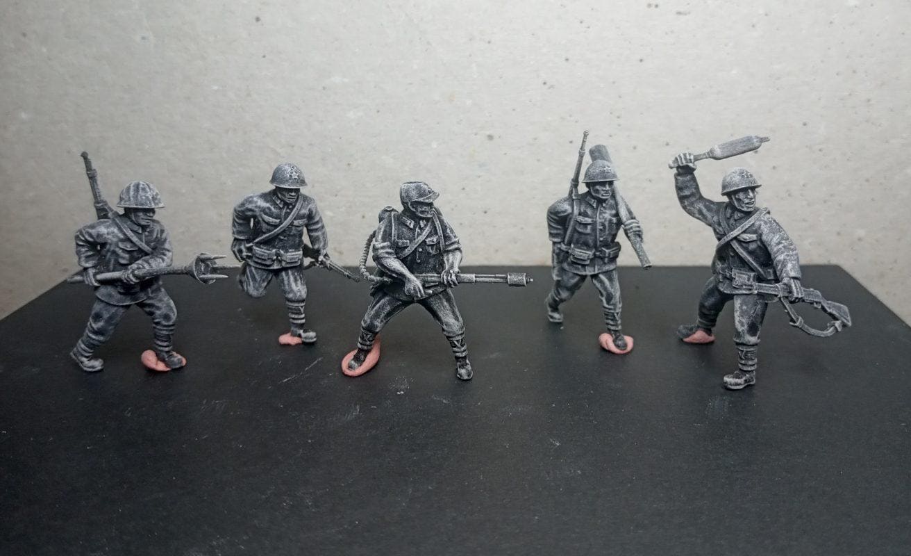 Imperial  Japanese Demolition Team (5) Flamethrower  | 3D Printed Miniatures in 1:56 Scale Various Scales