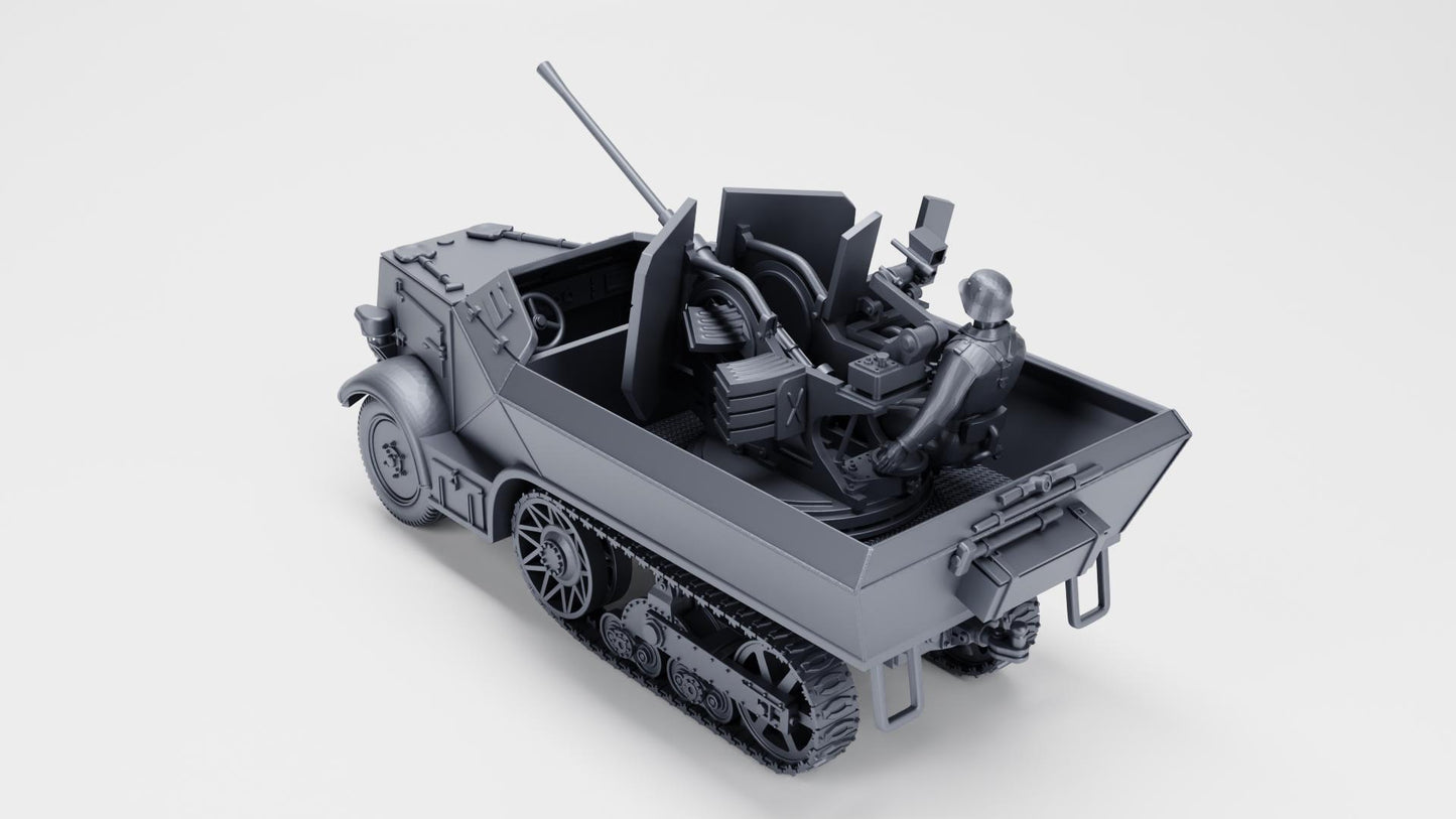 3D Printed Unic U304(f) w/ Flak, 21st Panzer Division (1:56 Scale)