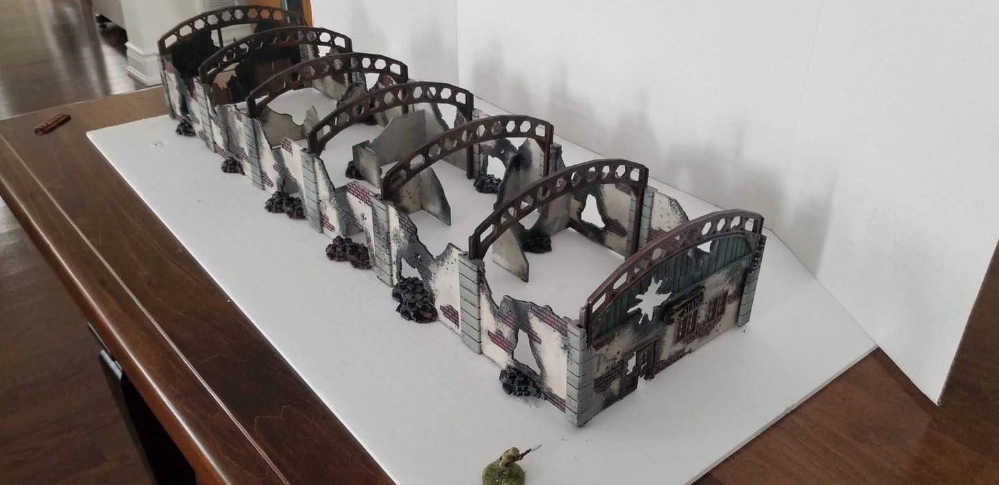 3D Printed Damaged Factory Terrain: 28mm Scale Wargaming Scenery