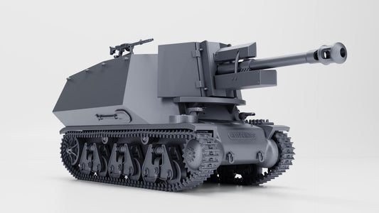 10.5cm leFH 18 auf GW 39H(f) WWII 3D Printed Miniature (1:56 Scale)