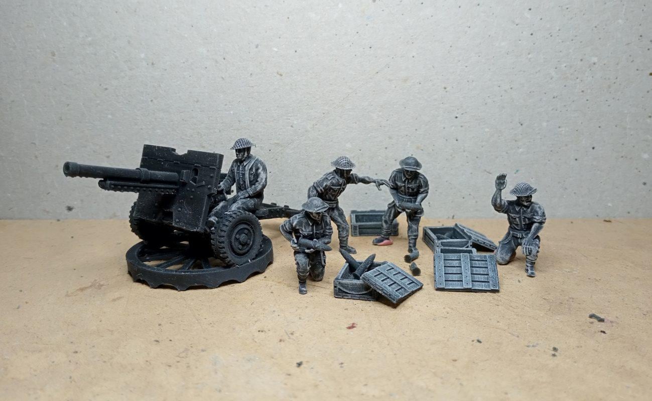 British Commonwealth generic artillery crew (5) | 3D Printed Miniatures in 1:56 Scale Various Scales