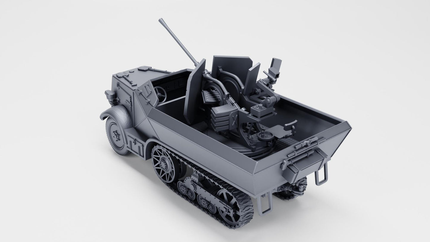 3D Printed Unic U304(f) w/ Flak, 21st Panzer Division (1:56 Scale)