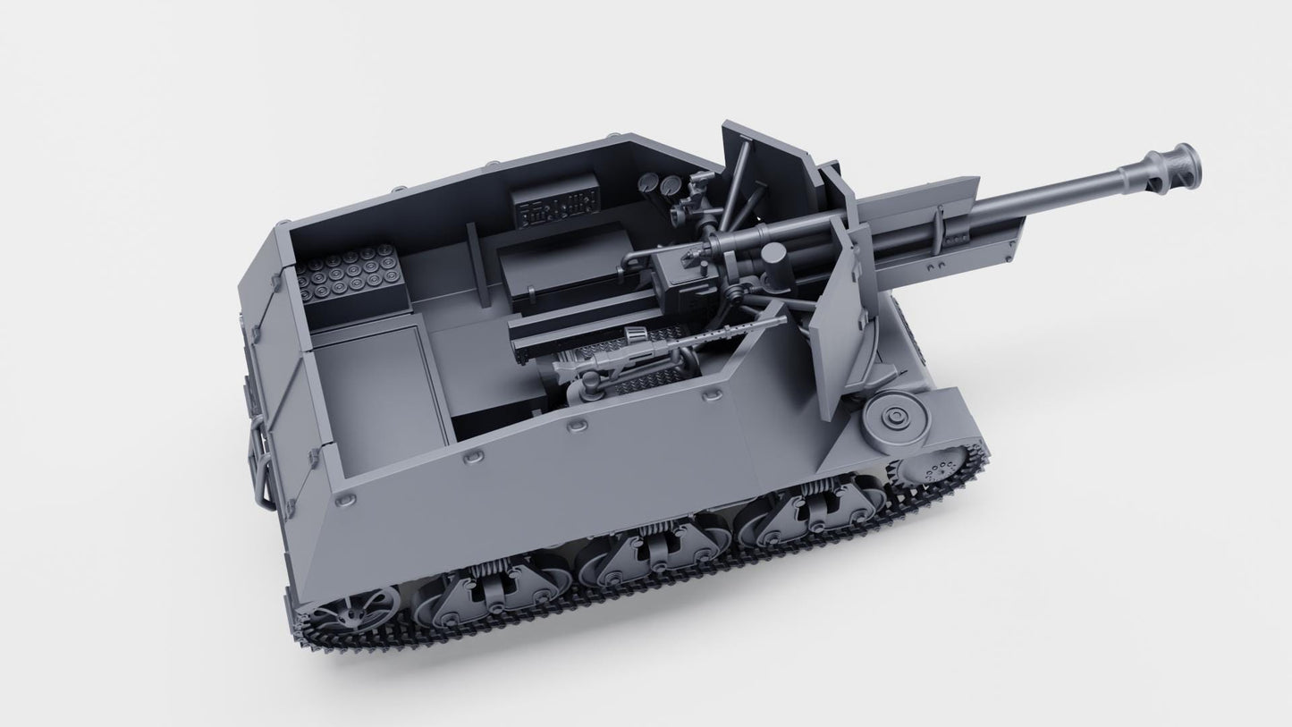 10.5cm leFH 18 auf GW 39H(f) WWII 3D Printed Miniature (1:56 Scale)