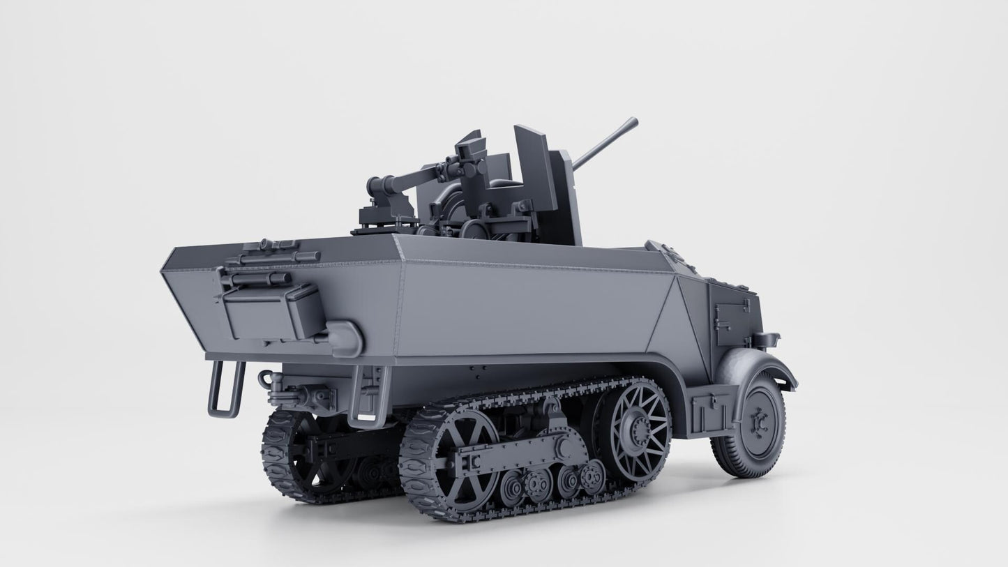 3D Printed Unic U304(f) w/ Flak, 21st Panzer Division (1:56 Scale)