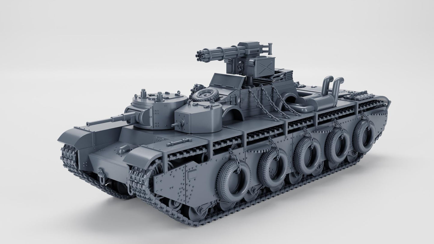 WW2 Tank T35 + Kubelwagen Car Set: 1/64 Scale Resin Model