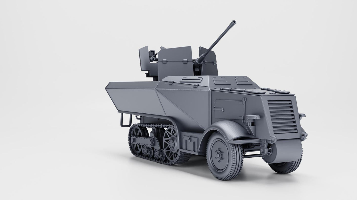 3D Printed Unic U304(f) w/ Flak, 21st Panzer Division (1:56 Scale)