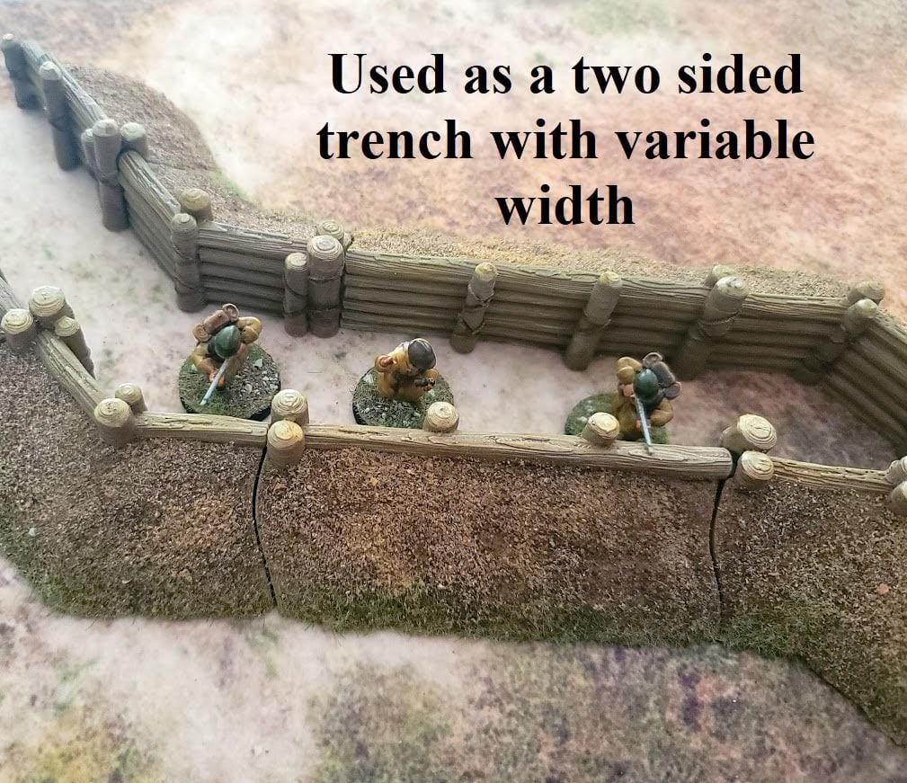Wargaming Terrain Earthworks Trenches Bunkers Sea Wall| 3D Printed Miniatures in 1:56 Scale Various Scales