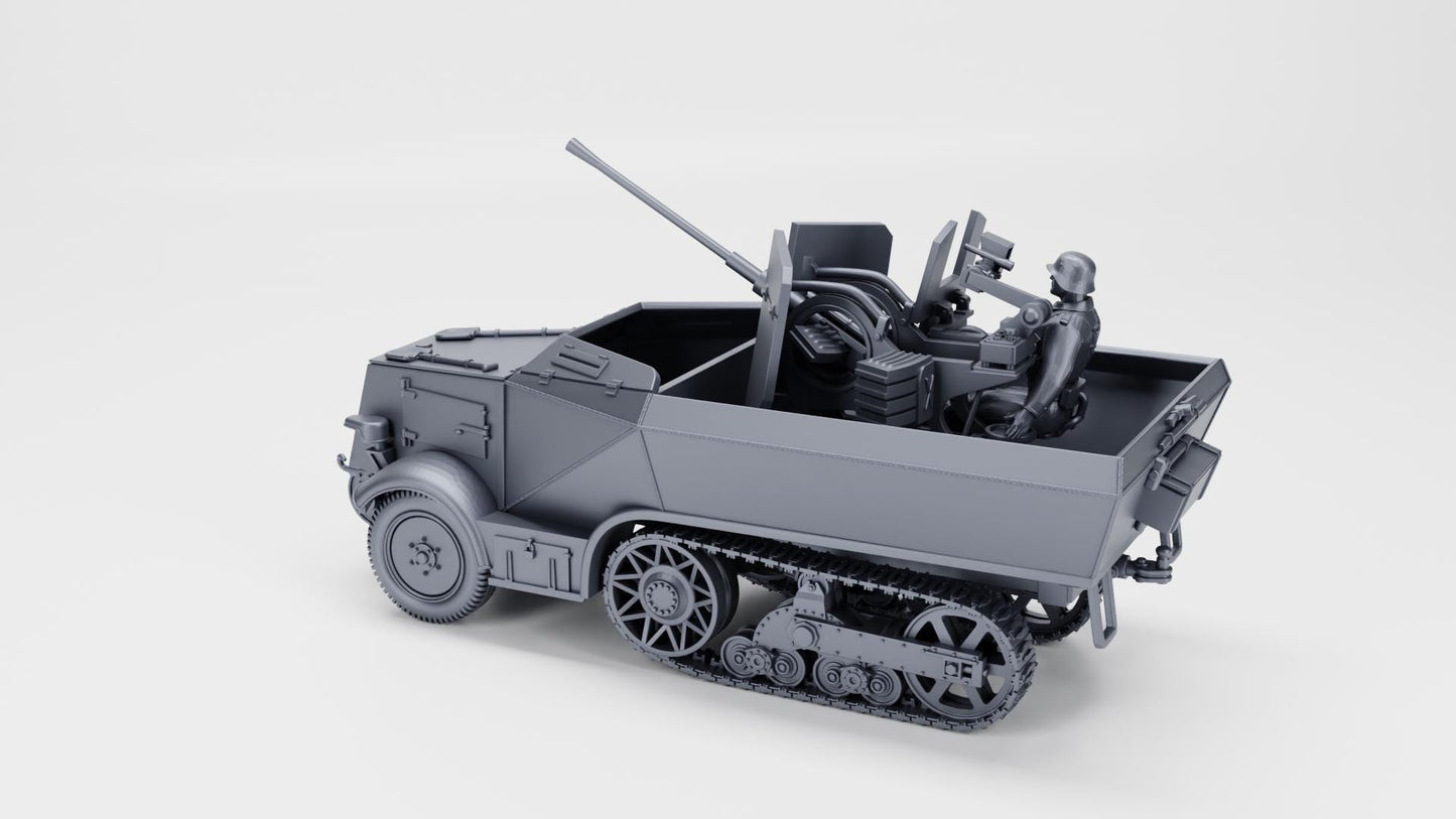 3D Printed Unic U304(f) w/ Flak, 21st Panzer Division (1:56 Scale)