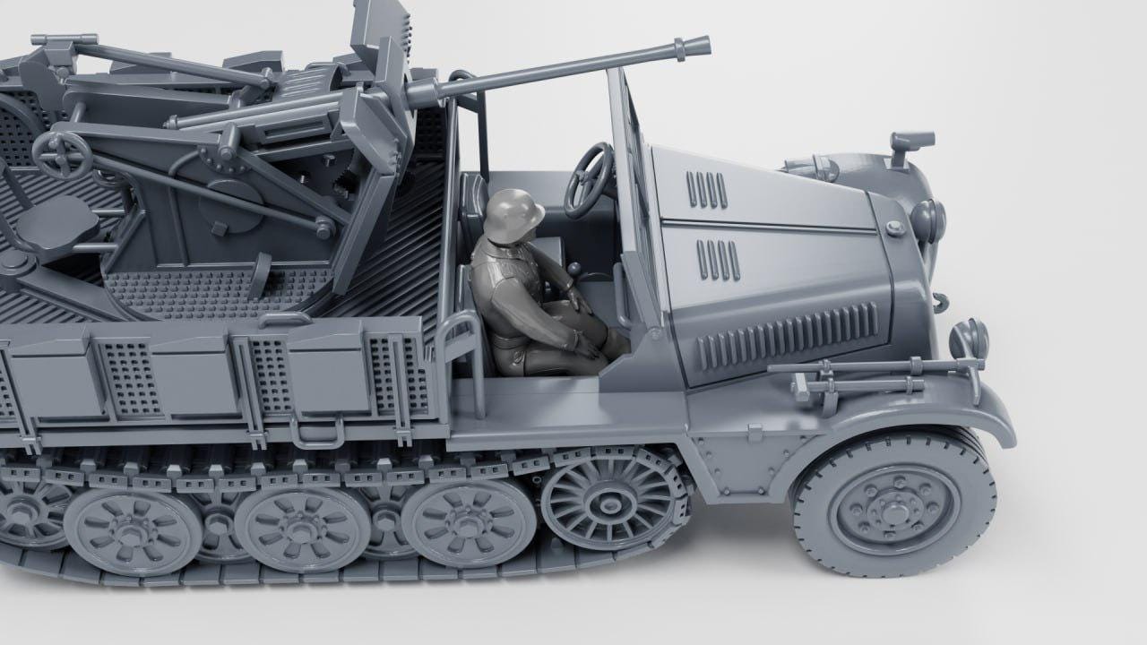 Sd.Kfz.10-5 with 2 cm Flak 38: WW2 German Battlegroup Miniature