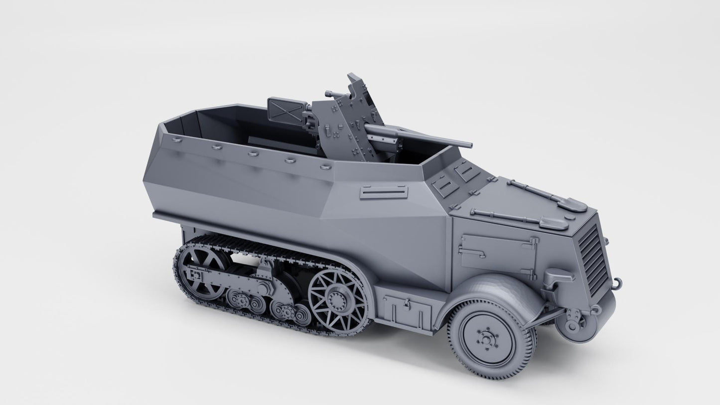 Unic U304(f) with PaK 36, 21st Panzer Division, 1:56 Scale 3D Printed Miniature