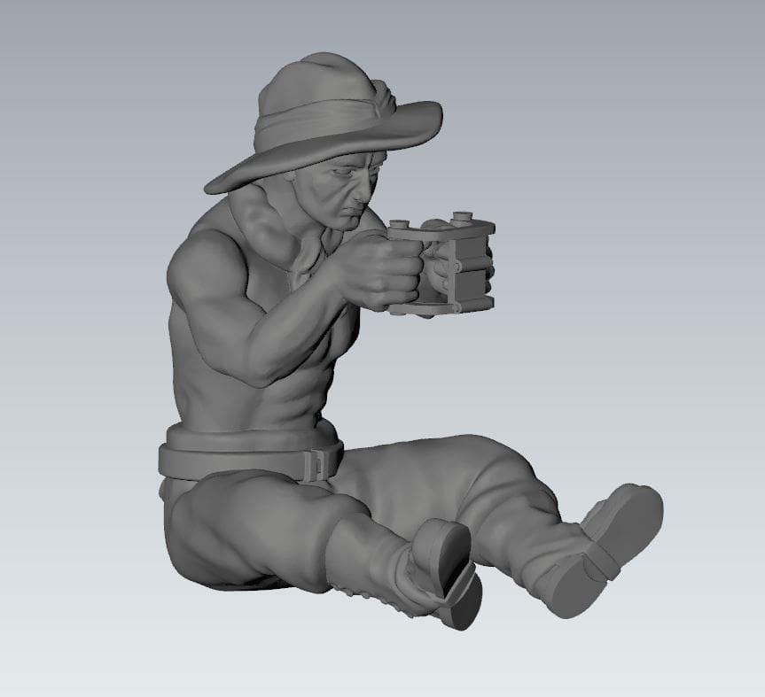 3D Printed Australian Vickers MMG and Crew - 1:56 Scale Miniatures