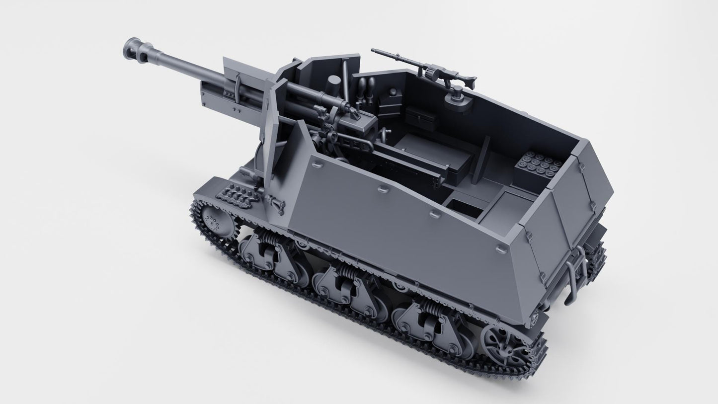 10.5cm leFH 18 auf GW 39H(f) WWII 3D Printed Miniature (1:56 Scale)