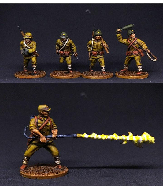 Imperial  Japanese Demolition Team (5) Flamethrower  | 3D Printed Miniatures in 1:56 Scale Various Scales