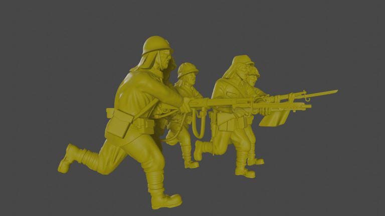 Japanese Imperial Japan Banzai charge squad (5) | 3D Printed Miniatures in 1:56 Scale Various Scales