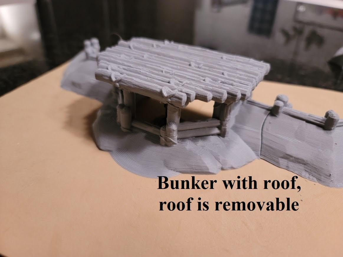 Wargaming Terrain Earthworks Trenches Bunkers Sea Wall| 3D Printed Miniatures in 1:56 Scale Various Scales