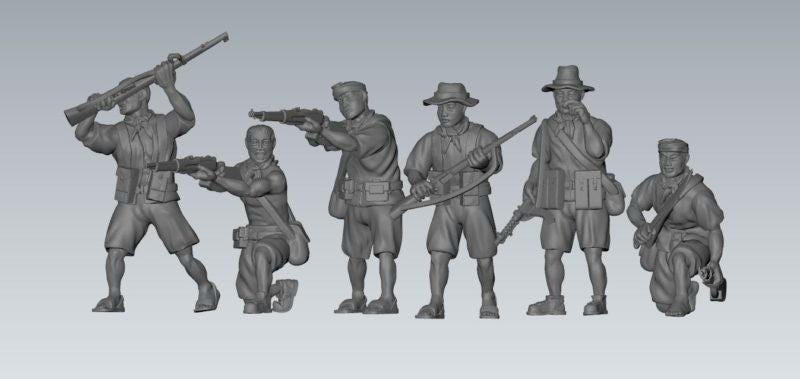 Imperial  Native Irregular Fighters(6)  | 3D Printed Miniatures in 1:56 Scale Various Scales