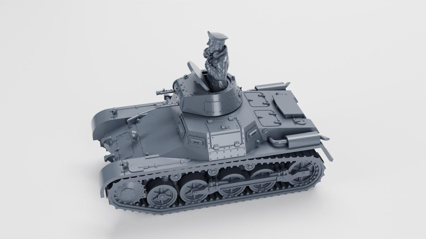 Panzer I Ausf.A Tank: Resin 3D Printed Miniature, 2 Turrets + 3 Tankmen