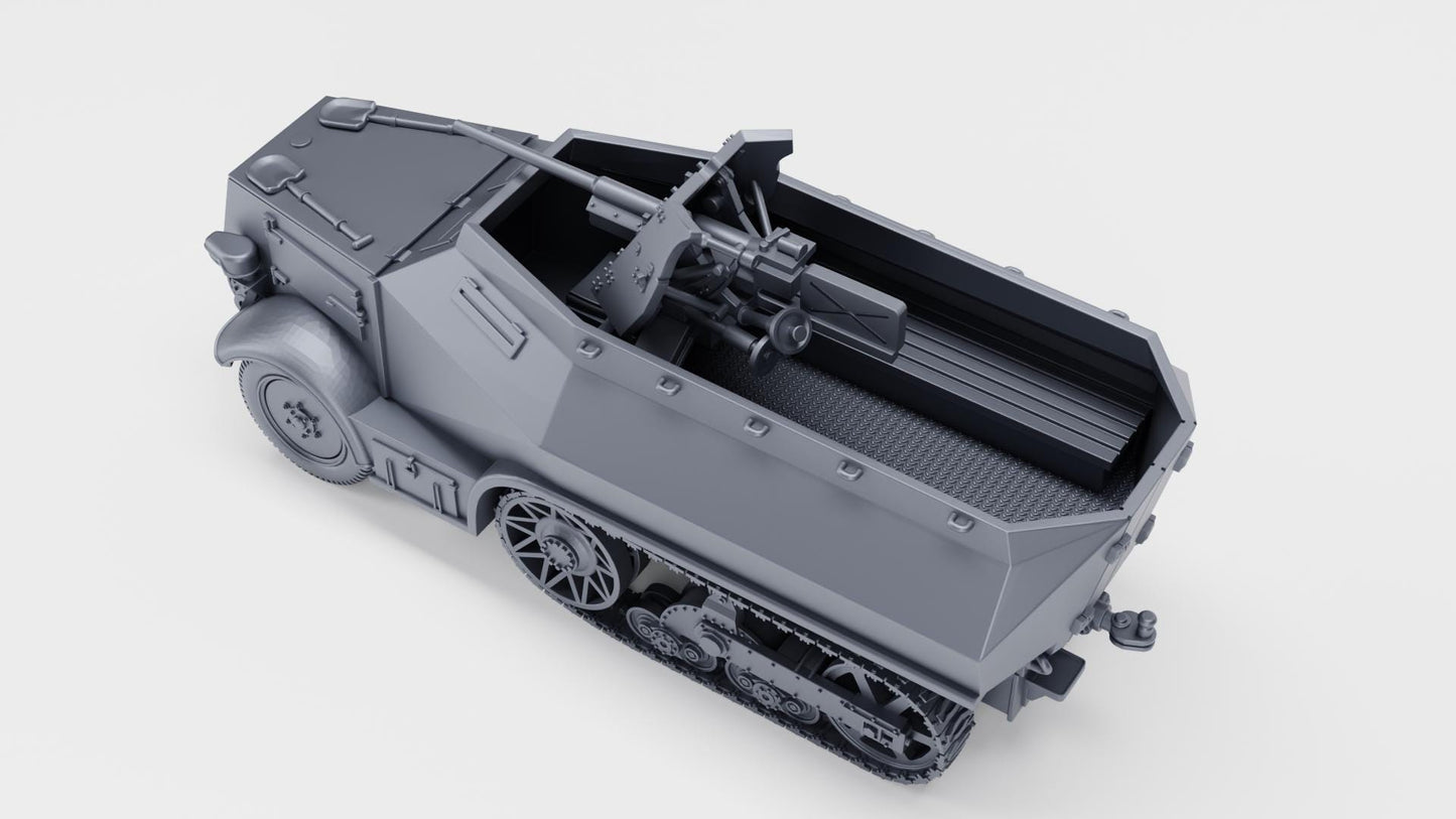 Unic U304(f) with PaK 36, 21st Panzer Division, 1:56 Scale 3D Printed Miniature