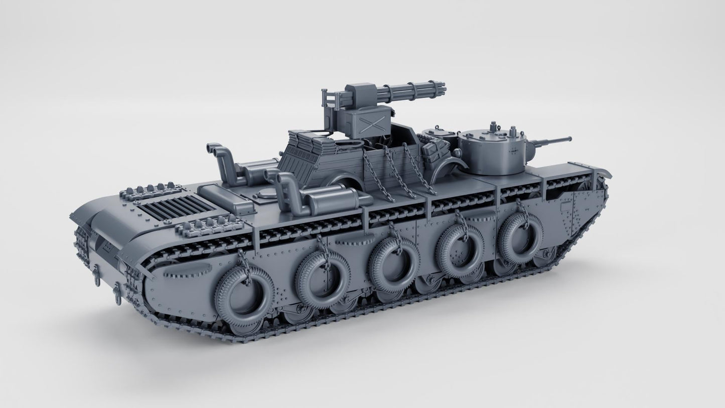 WW2 Tank T35 + Kubelwagen Car Set: 1/64 Scale Resin Model