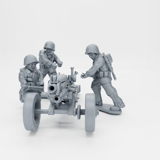 Infantry 75mm Howitzer Team | 28mm WW2 USA Infantry "Operation Torch" (3) | 3D Printed Miniatures in 1:56 Scale various Scales.