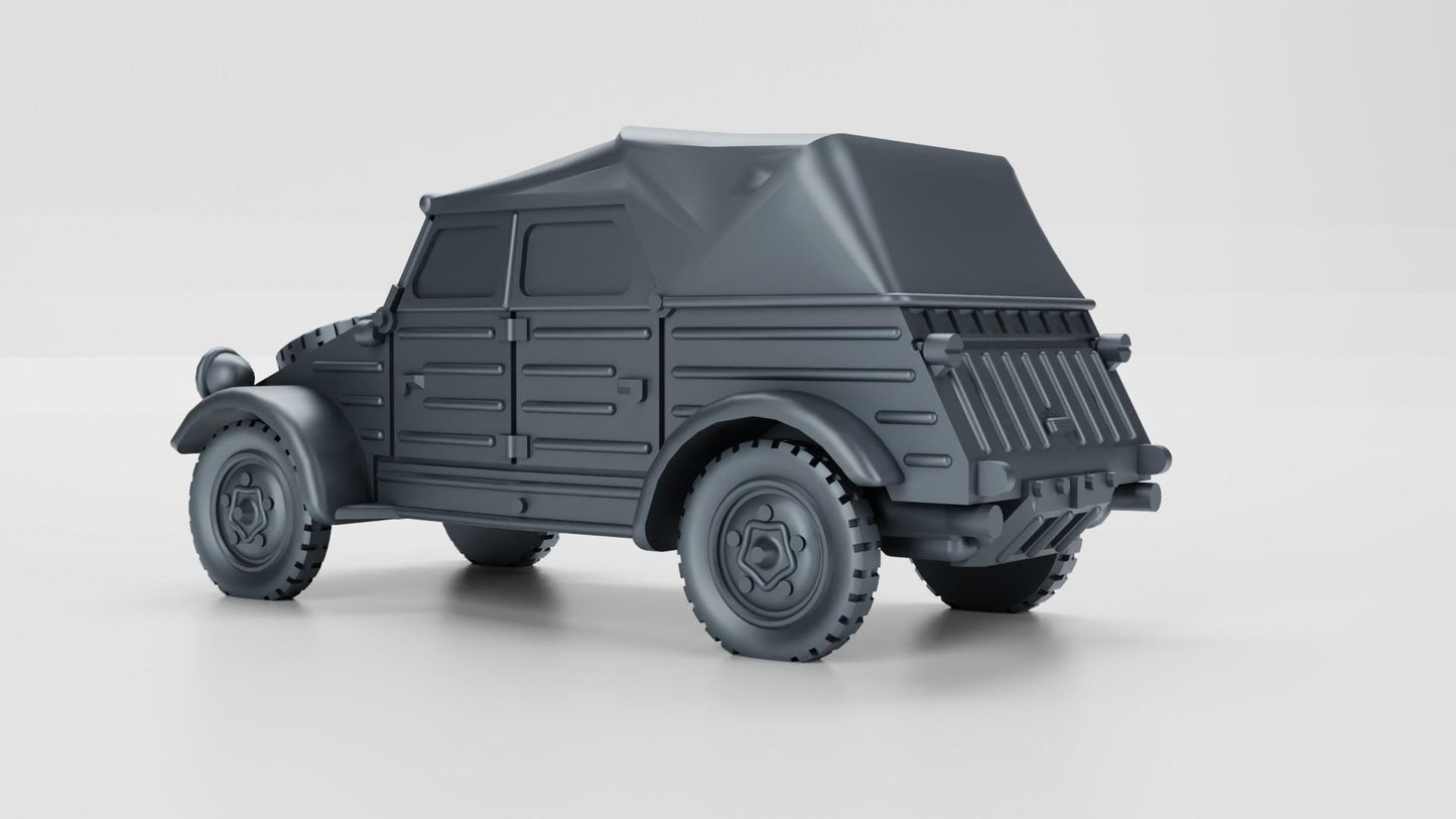BA Battlegroup Kubelwagen Type 82 Covered Staff Car  (WW2 Germany) 3D Printed Various Scales