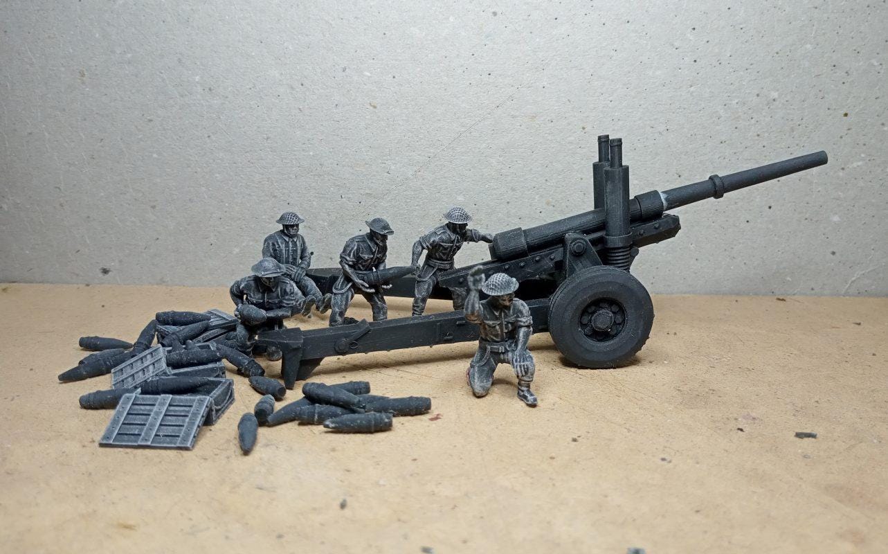 British Commonwealth generic artillery crew (5) | 3D Printed Miniatures in 1:56 Scale Various Scales
